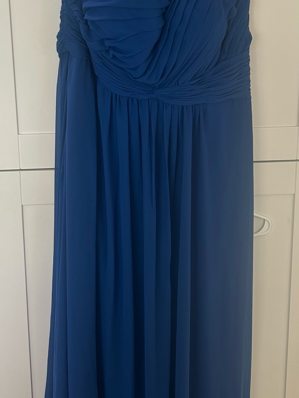 Mori Lee One-Shoulder Navy Blue Chiffon Evening Gown